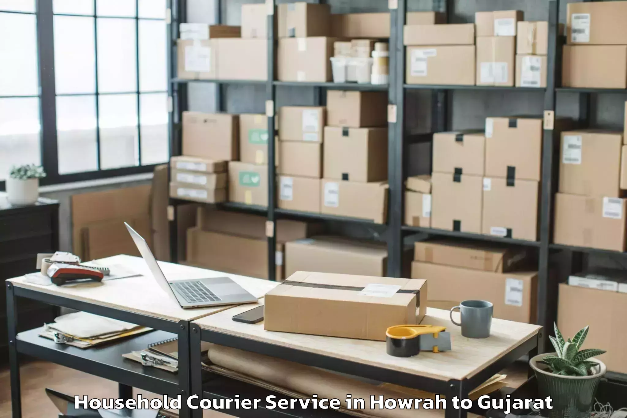 Book Howrah to Limbdi Household Courier